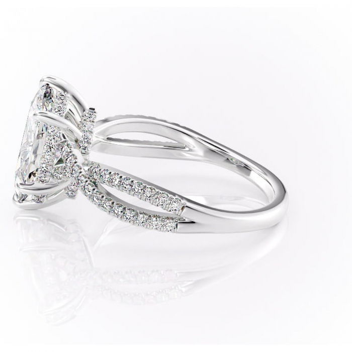 Inel de logodnă Meadow din aur Alb 14kt cu moissanite tăietură marquise – Montură pavé rafinată pentru profil mediu | Personalizează și configurează gratuit online [6]