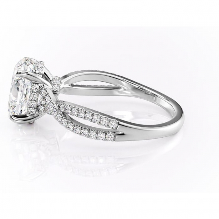 Inel de logodnă Meadow din aur Alb 14kt cu moissanite tăietură ovală – Montură pavé rafinată pentru profil mediu | Personalizează și configurează gratuit online [6]