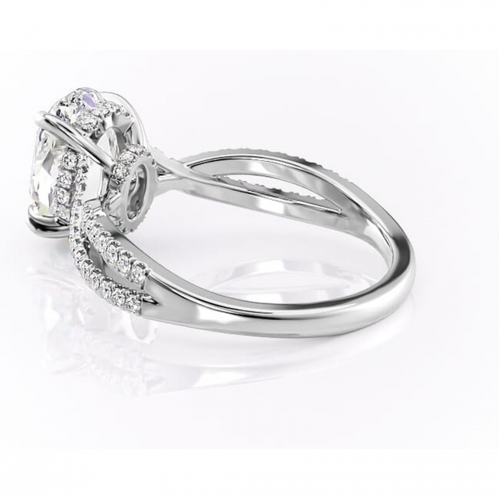 Inel de logodnă Meadow din aur Alb 14kt cu moissanite tăietură ovală – Montură pavé rafinată pentru profil mediu | Personalizează și configurează gratuit online [5]