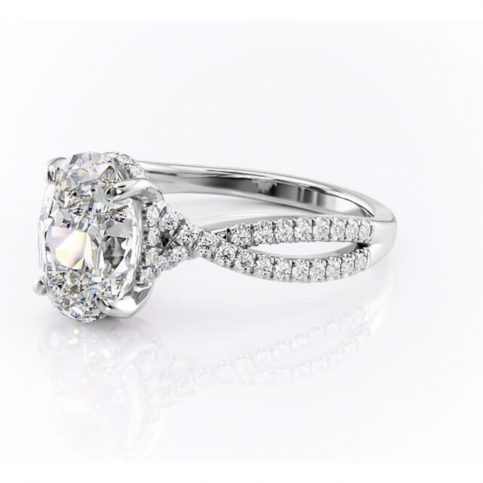 Inel de logodnă Meadow din aur Alb 14kt cu moissanite tăietură ovală – Montură pavé rafinată pentru profil mediu | Personalizează și configurează gratuit online [7]