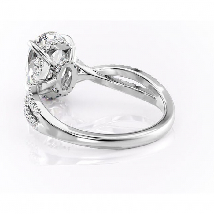 Inel de logodnă Meadow din aur Alb 14kt cu moissanite tăietură ovală – Montură pavé rafinată pentru profil mediu | Personalizează și configurează gratuit online [4]