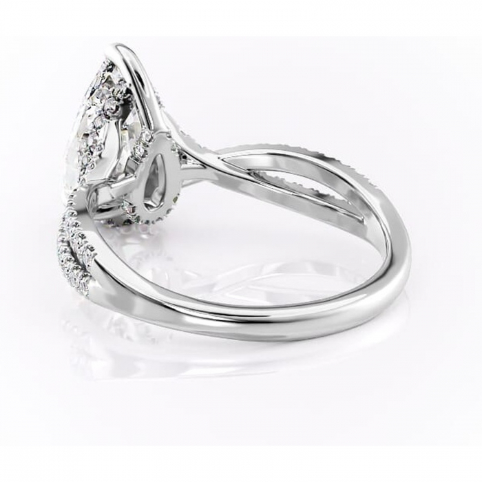 Inel de logodnă Meadow din aur Alb 14kt cu moissanite tăietură pară – Montură pavé rafinată pentru profil mediu | Personalizează și configurează gratuit online [4]