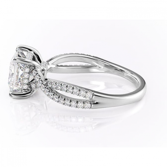 Inel de logodnă Meadow din aur Alb 14kt cu moissanite tăietură princess – Montură pavé rafinată pentru profil mediu | Personalizează și configurează gratuit online [6]