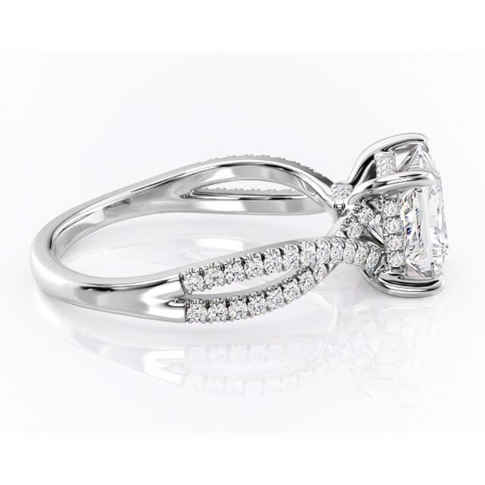 Inel de logodnă Meadow din aur Alb 14kt cu moissanite tăietură princess – Montură pavé rafinată pentru profil mediu | Personalizează și configurează gratuit online [2]