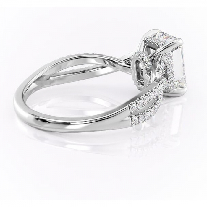 Inel de logodnă Meadow din aur Alb 14kt cu moissanite tăietură radiantă – Montură pavé rafinată pentru profil mediu | Personalizează și configurează gratuit online [3]