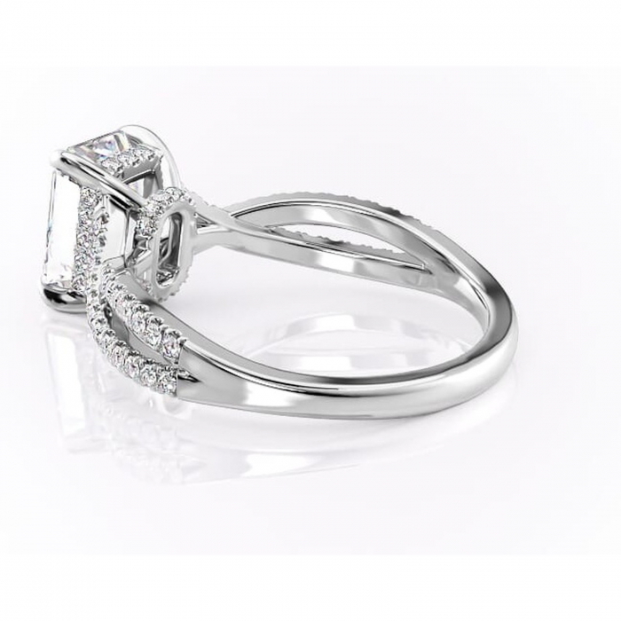 Inel de logodnă Meadow din aur Alb 14kt cu moissanite tăietură radiantă – Montură pavé rafinată pentru profil mediu | Personalizează și configurează gratuit online [5]