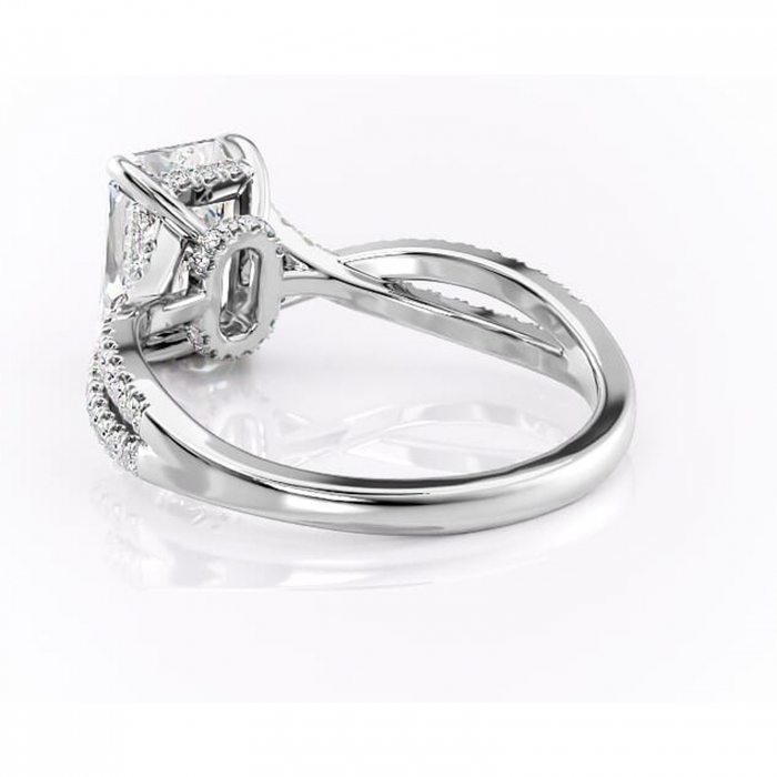 Inel de logodnă Meadow din aur Alb 14kt cu moissanite tăietură radiantă – Montură pavé rafinată pentru profil mediu | Personalizează și configurează gratuit online [4]