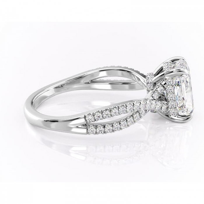 Inel de logodnă Meadow din aur Alb 14kt cu moissanite tăietură radiantă – Montură pavé rafinată pentru profil mediu | Personalizează și configurează gratuit online [2]