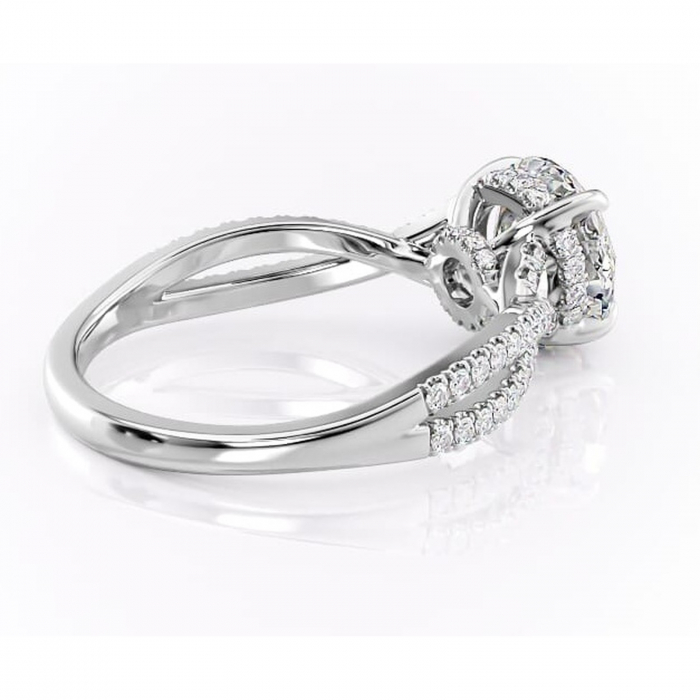 Inel de logodnă Meadow din aur Alb 14kt cu moissanite tăietură rotundă – Montură pavé rafinată pentru profil mediu | Personalizează și configurează gratuit online [3]