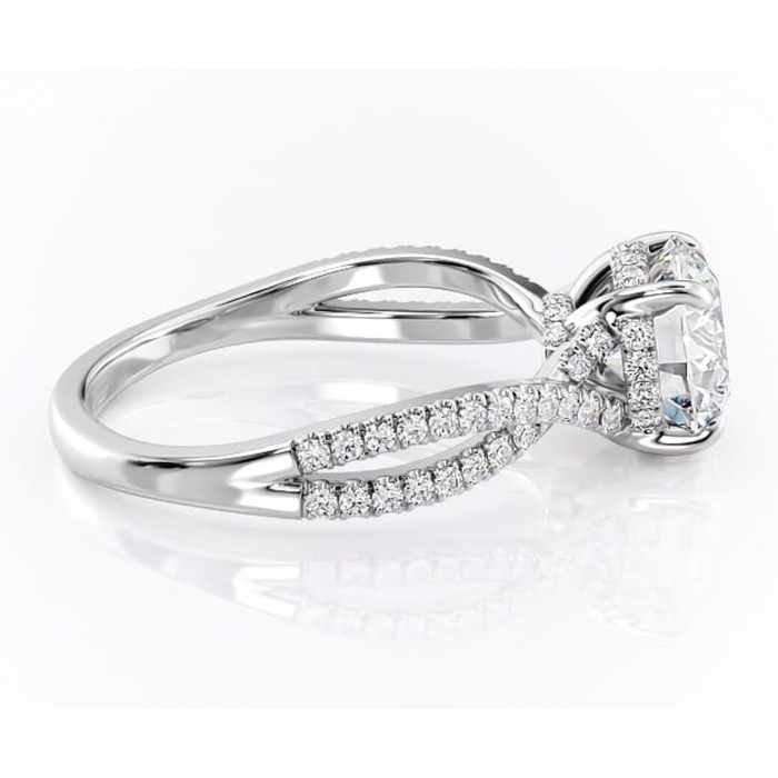 Inel de logodnă Meadow din aur Alb 14kt cu moissanite tăietură rotundă – Montură pavé rafinată pentru profil mediu | Personalizează și configurează gratuit online [2]