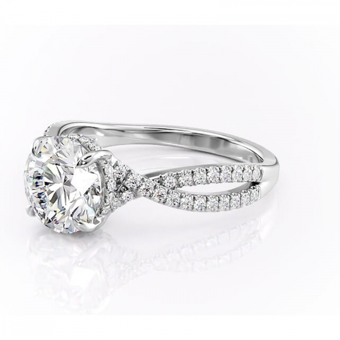 Inel de logodnă Meadow din aur Alb 14kt cu moissanite tăietură rotundă – Montură pavé rafinată pentru profil mediu | Personalizează și configurează gratuit online [7]