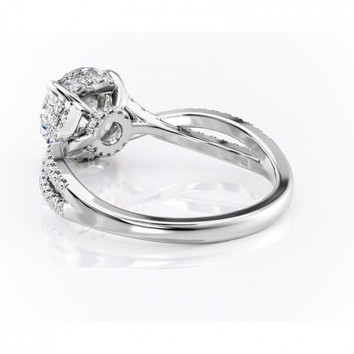 Inel de logodnă Meadow din aur Alb 14kt cu moissanite tăietură rotundă – Montură pavé rafinată pentru profil mediu | Personalizează și configurează gratuit online [4]