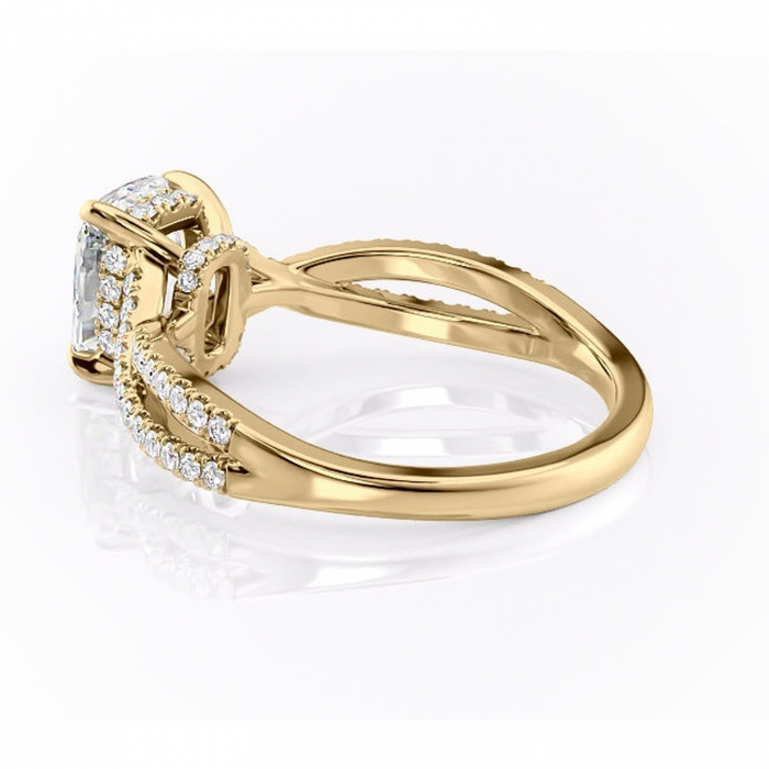 Inel de logodnă Meadow din aur Galben 14kt cu moissanite tăietură asscher – Montură pavé rafinată pentru profil mediu | Personalizează și configurează gratuit online [5]