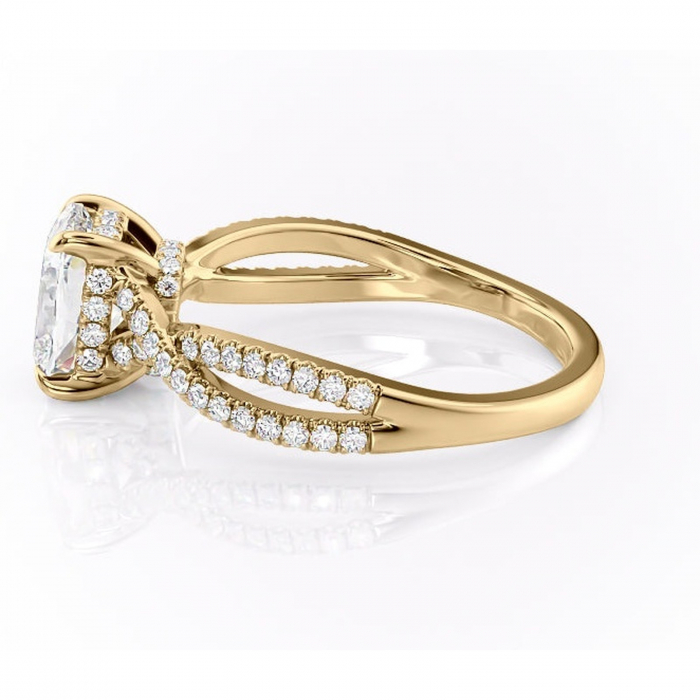 Inel de logodnă Meadow din aur Galben 14kt cu moissanite tăietură asscher – Montură pavé rafinată pentru profil mediu | Personalizează și configurează gratuit online [6]