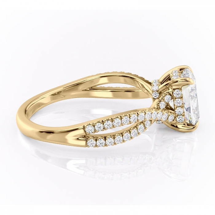 Inel de logodnă Meadow din aur Galben 14kt cu moissanite tăietură asscher – Montură pavé rafinată pentru profil mediu | Personalizează și configurează gratuit online [2]