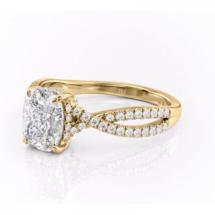 Inel de logodnă Meadow din aur Galben 14kt cu moissanite tăietură asscher – Montură pavé rafinată pentru profil mediu | Personalizează și configurează gratuit online [7]