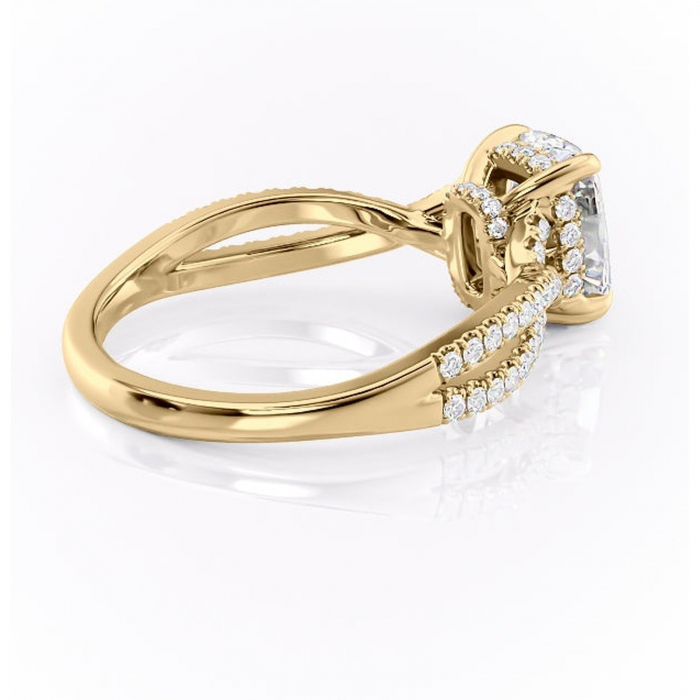 Inel de logodnă Meadow din aur Galben 14kt cu moissanite tăietură asscher – Montură pavé rafinată pentru profil mediu | Personalizează și configurează gratuit online [3]