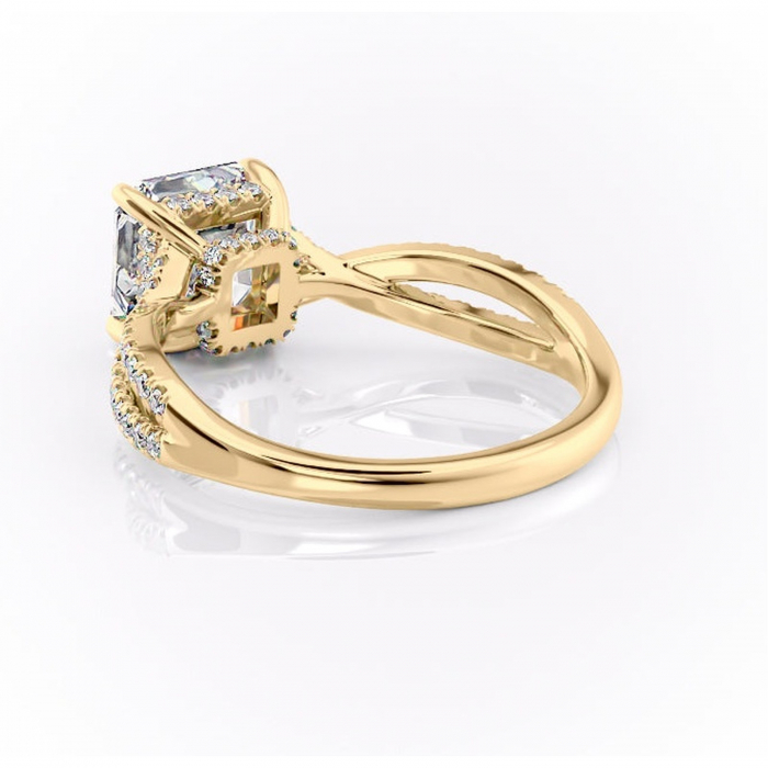 Inel de logodnă Meadow din aur Galben 14kt cu moissanite tăietură asscher – Montură pavé rafinată pentru profil mediu | Personalizează și configurează gratuit online [4]