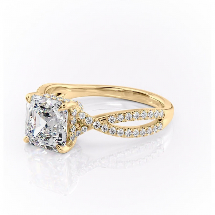 Inel de logodnă Meadow din aur Galben 14kt cu moissanite tăietură asscher – Montură pavé rafinată pentru profil mediu | Personalizează și configurează gratuit online [7]