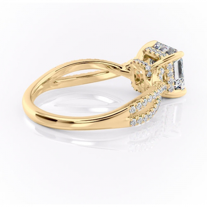 Inel de logodnă Meadow din aur Galben 14kt cu moissanite tăietură asscher – Montură pavé rafinată pentru profil mediu | Personalizează și configurează gratuit online [3]