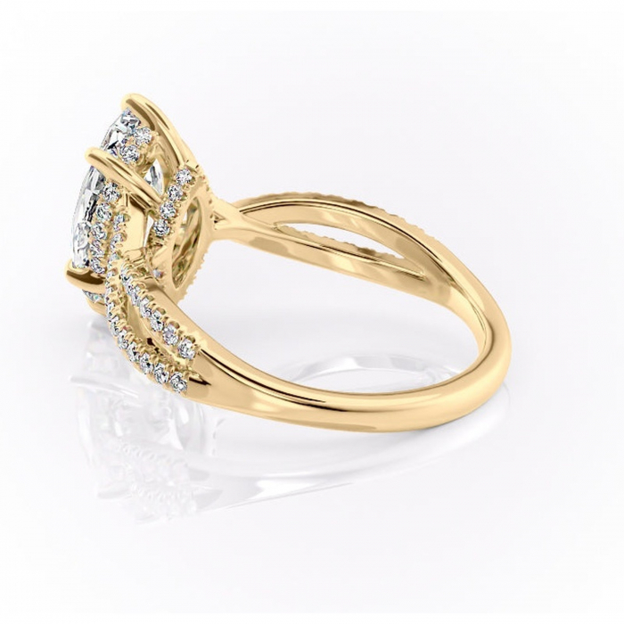 Inel de logodnă Meadow din aur Galben 18kt cu moissanite tăietură marquise – Montură pavé rafinată pentru profil mediu | Personalizează și configurează gratuit online [5]