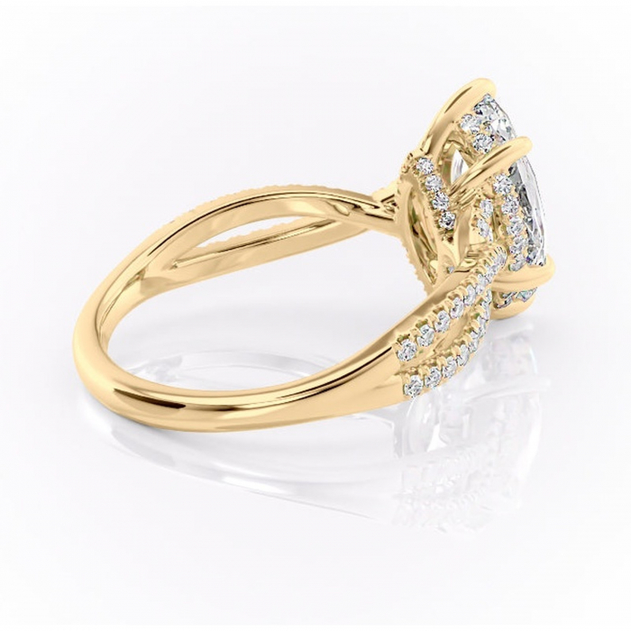 Inel de logodnă Meadow din aur Galben 18kt cu moissanite tăietură marquise – Montură pavé rafinată pentru profil mediu | Personalizează și configurează gratuit online [3]