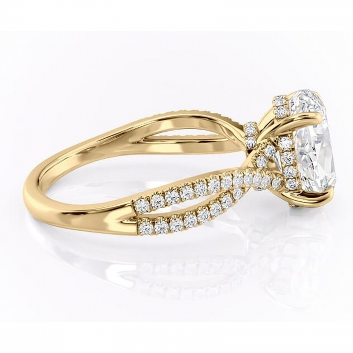Inel de logodnă Meadow din aur Galben 18kt cu moissanite tăietură ovală – Montură pavé rafinată pentru profil mediu | Personalizează și configurează gratuit online [2]