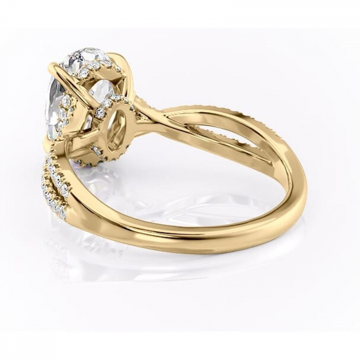 Inel de logodnă Meadow din aur Galben 18kt cu moissanite tăietură ovală – Montură pavé rafinată pentru profil mediu | Personalizează și configurează gratuit online [4]