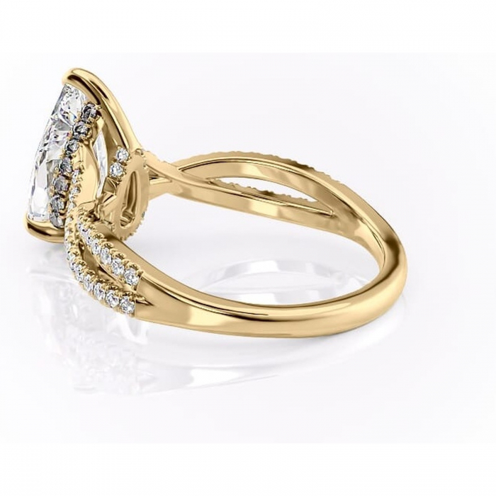 Inel de logodnă Meadow din aur Galben 18kt cu moissanite tăietură pară – Montură pavé rafinată pentru profil mediu | Personalizează și configurează gratuit online [5]