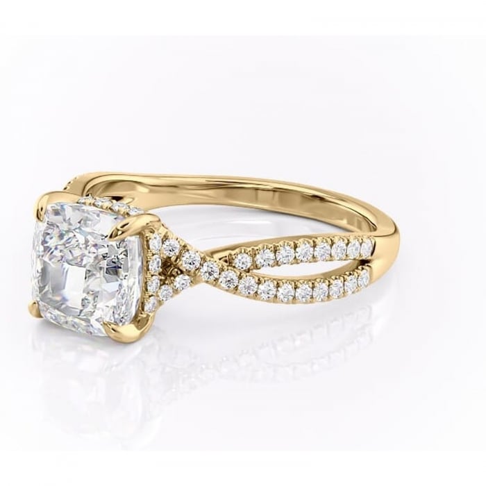 Inel de logodnă Meadow din aur Galben 14kt cu moissanite tăietură pernă – Montură pavé rafinată pentru profil mediu | Personalizează și configurează gratuit online [7]