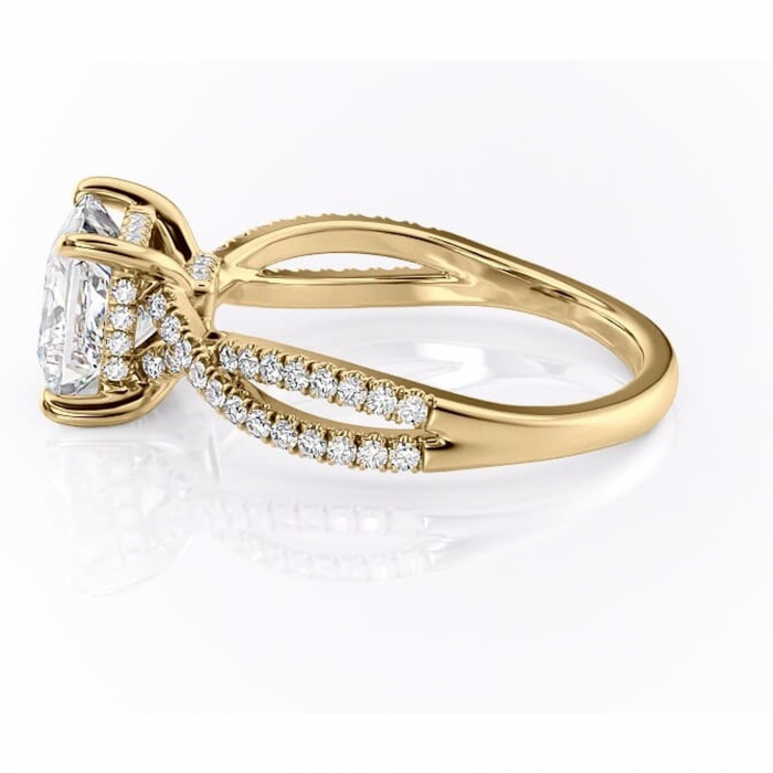 Inel de logodnă Meadow din aur Galben 14kt cu moissanite tăietură princess – Montură pavé rafinată pentru profil mediu | Personalizează și configurează gratuit online [6]