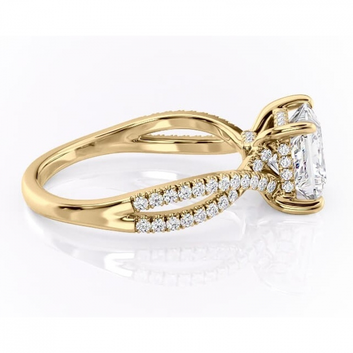 Inel de logodnă Meadow din aur Galben 14kt cu moissanite tăietură princess – Montură pavé rafinată pentru profil mediu | Personalizează și configurează gratuit online [2]