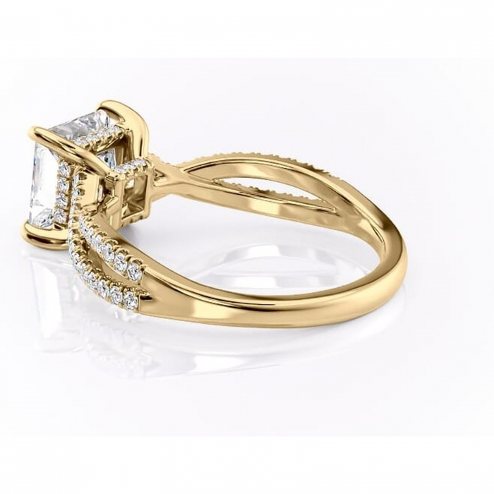 Inel de logodnă Meadow din aur Galben 14kt cu moissanite tăietură princess – Montură pavé rafinată pentru profil mediu | Personalizează și configurează gratuit online [5]