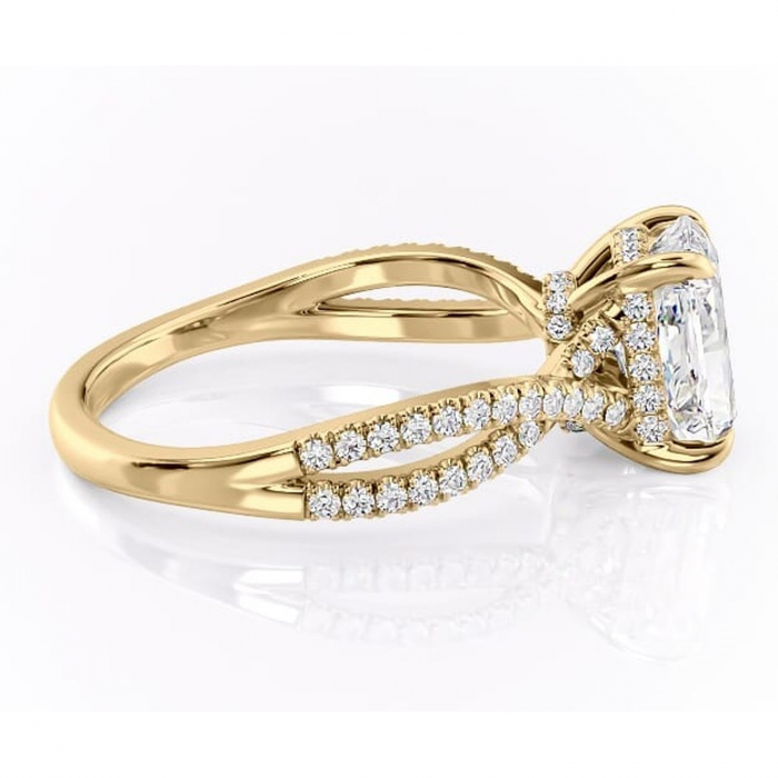 Inel de logodnă Meadow din aur Galben 18kt cu moissanite tăietură radiantă – Montură pavé rafinată pentru profil mediu | Personalizează și configurează gratuit online [2]