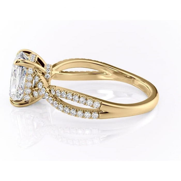 Inel de logodnă Meadow din aur Galben 18kt cu moissanite tăietură radiantă – Montură pavé rafinată pentru profil mediu | Personalizează și configurează gratuit online [6]