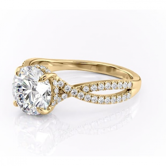 Inel de logodnă Meadow din aur Galben 14kt cu moissanite tăietură rotundă – Montură pavé rafinată pentru profil mediu | Personalizează și configurează gratuit online [7]