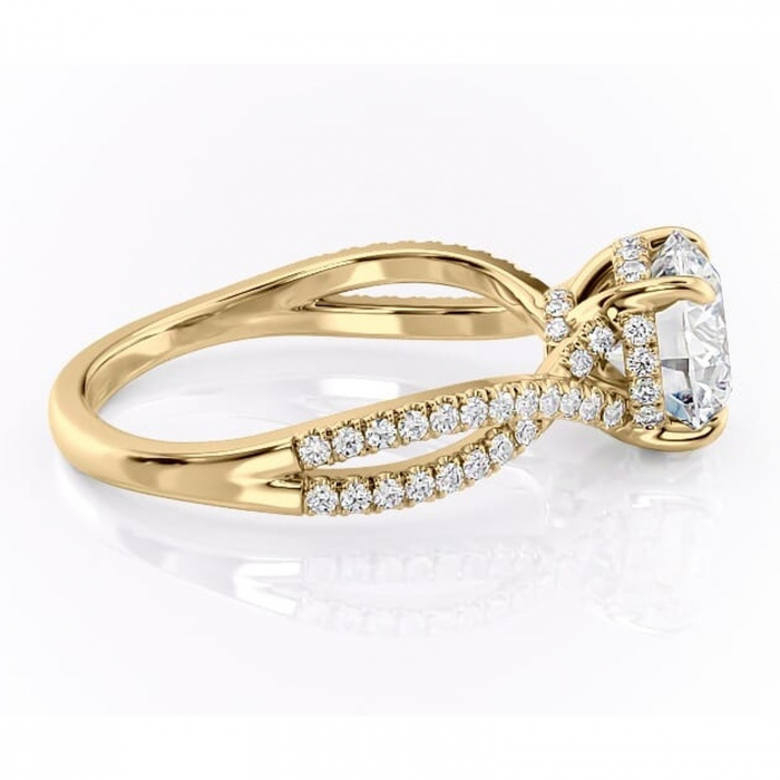 Inel de logodnă Meadow din aur Galben 14kt cu moissanite tăietură rotundă – Montură pavé rafinată pentru profil mediu | Personalizează și configurează gratuit online [2]