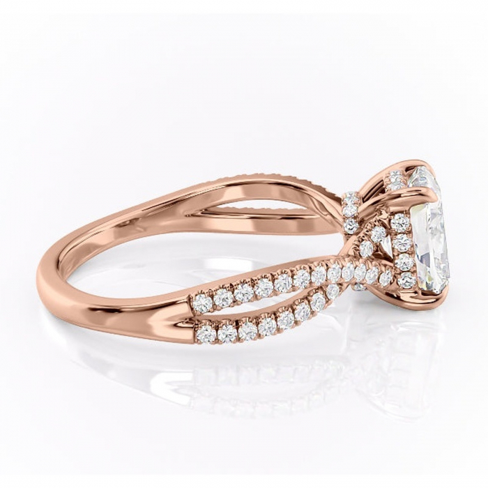 Inel de logodnă Meadow din aur Rose 14kt cu moissanite tăietură asscher – Montură pavé rafinată pentru profil mediu | Personalizează și configurează gratuit online [2]