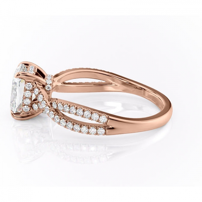 Inel de logodnă Meadow din aur Rose 14kt cu moissanite tăietură asscher – Montură pavé rafinată pentru profil mediu | Personalizează și configurează gratuit online [6]