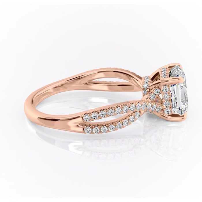 Inel de logodnă Meadow din aur Rose 14kt cu moissanite tăietură asscher – Montură pavé rafinată pentru profil mediu | Personalizează și configurează gratuit online [2]