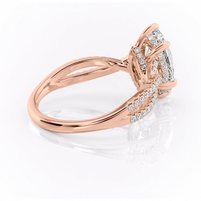 Inel de logodnă Meadow din aur Rose 14kt cu moissanite tăietură marquise – Montură pavé rafinată pentru profil mediu | Personalizează și configurează gratuit online [3]