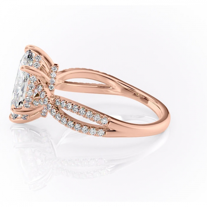 Inel de logodnă Meadow din aur Rose 14kt cu moissanite tăietură marquise – Montură pavé rafinată pentru profil mediu | Personalizează și configurează gratuit online [6]