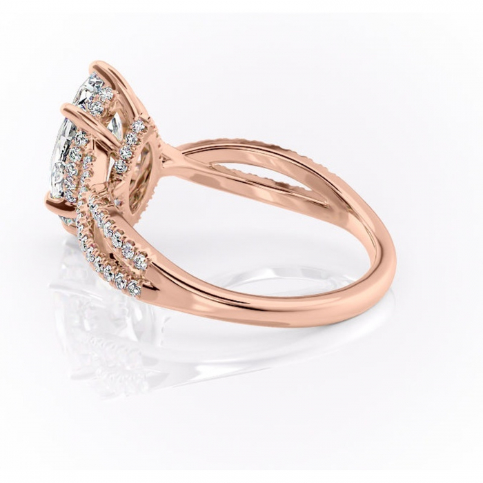 Inel de logodnă Meadow din aur Rose 14kt cu moissanite tăietură marquise – Montură pavé rafinată pentru profil mediu | Personalizează și configurează gratuit online [5]