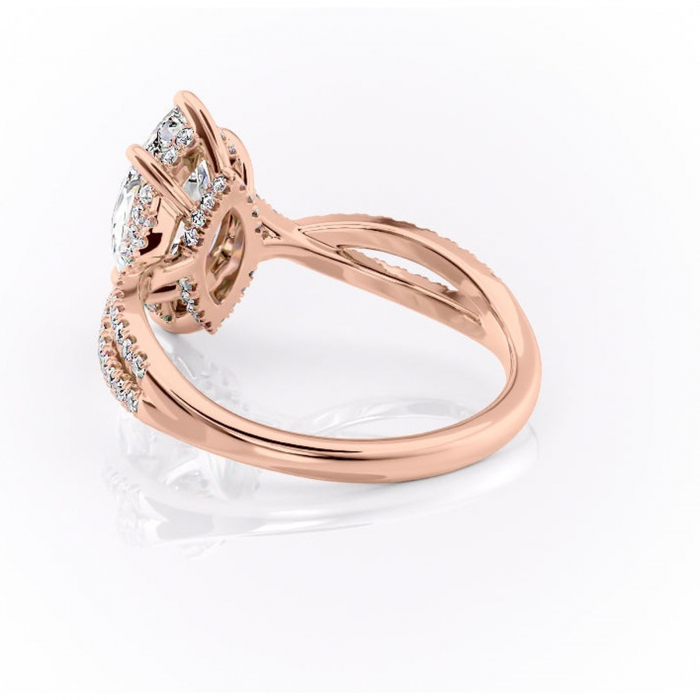 Inel de logodnă Meadow din aur Rose 14kt cu moissanite tăietură marquise – Montură pavé rafinată pentru profil mediu | Personalizează și configurează gratuit online [4]