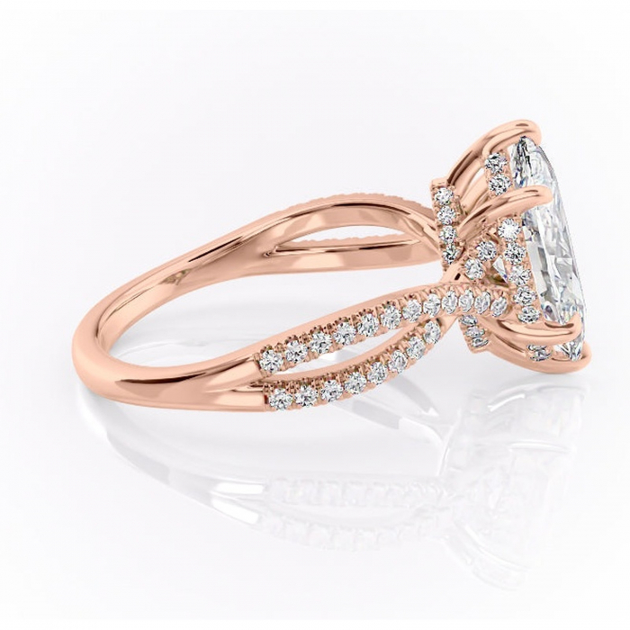 Inel de logodnă Meadow din aur Rose 14kt cu moissanite tăietură marquise – Montură pavé rafinată pentru profil mediu | Personalizează și configurează gratuit online [2]