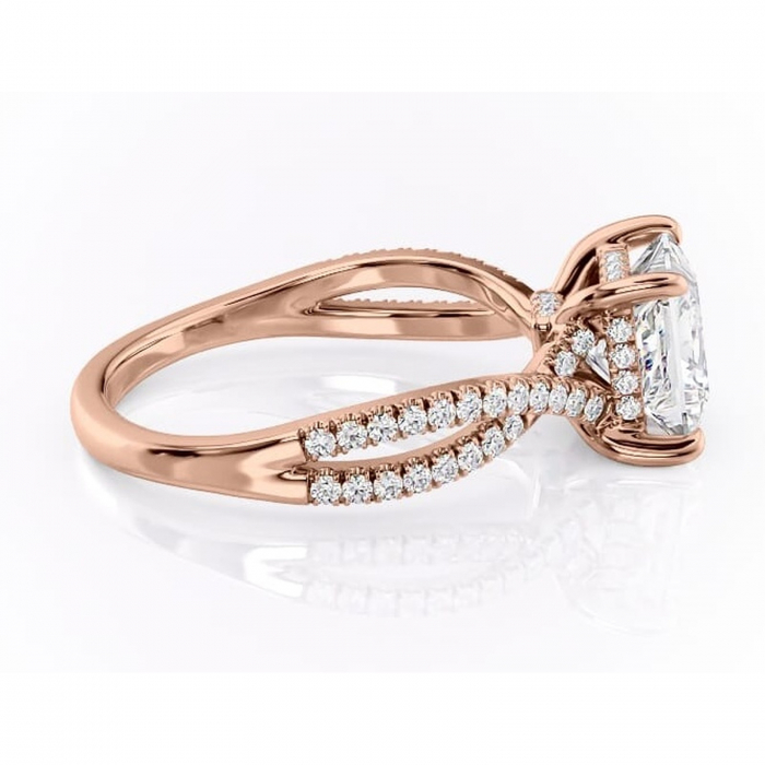 Inel de logodnă Meadow din aur Rose 18kt cu moissanite tăietură princess – Montură pavé rafinată pentru profil mediu | Personalizează și configurează gratuit online [2]