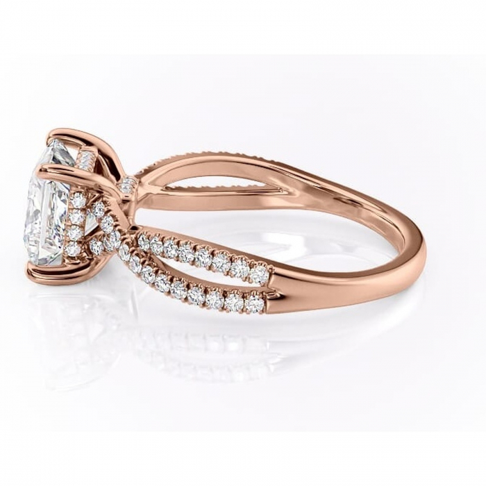 Inel de logodnă Meadow din aur Rose 18kt cu moissanite tăietură princess – Montură pavé rafinată pentru profil mediu | Personalizează și configurează gratuit online [6]