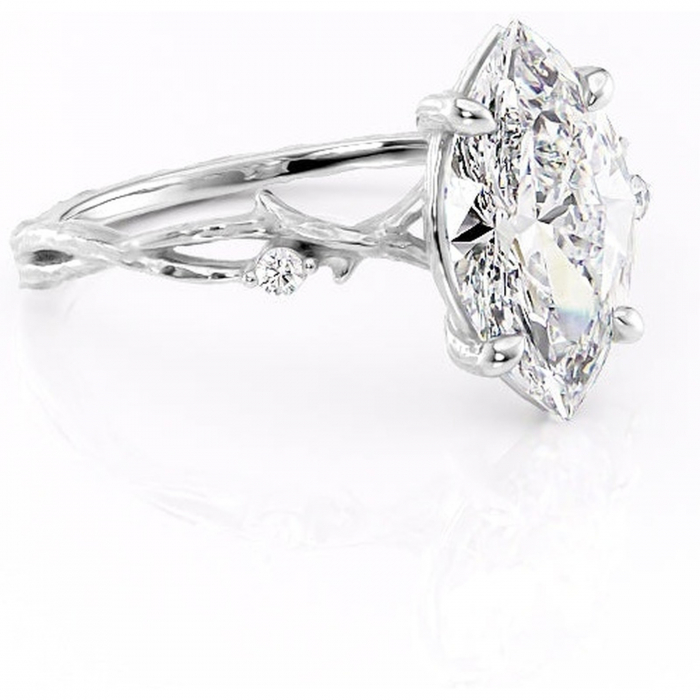 Inel de logodnă Meliora din aur Alb 14kt cu moissanite tăietură marquise – Solitar rafinată pentru profil mediu | Personalizează și configurează gratuit online [1]