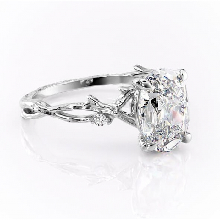 Inel de logodnă Meliora din aur Alb 14kt cu moissanite tăietură ovală – Solitar rafinată pentru profil mediu | Personalizează și configurează gratuit online [1]