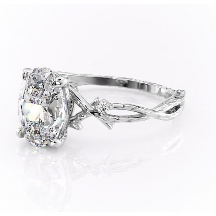 Inel de logodnă Meliora din aur Alb 14kt cu moissanite tăietură ovală – Solitar rafinată pentru profil mediu | Personalizează și configurează gratuit online [7]